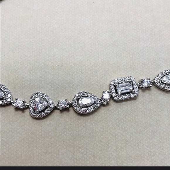 Rectangle, Pear, and Trillion Cubic Zirconia Necklace-Boutique - Picture 3 of 5